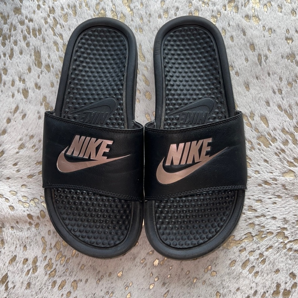 Rose Gold Nike Slides